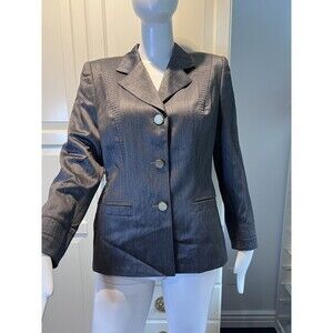 ESCADA Women's Brushed Gray Tailored Blazer Jacket 38/8 Wool Rayon Crest Buttons